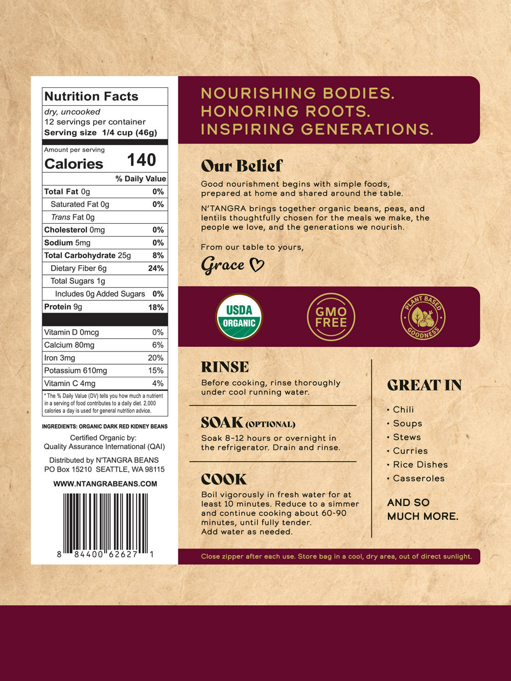 Organic Dark Red Kidney Beans