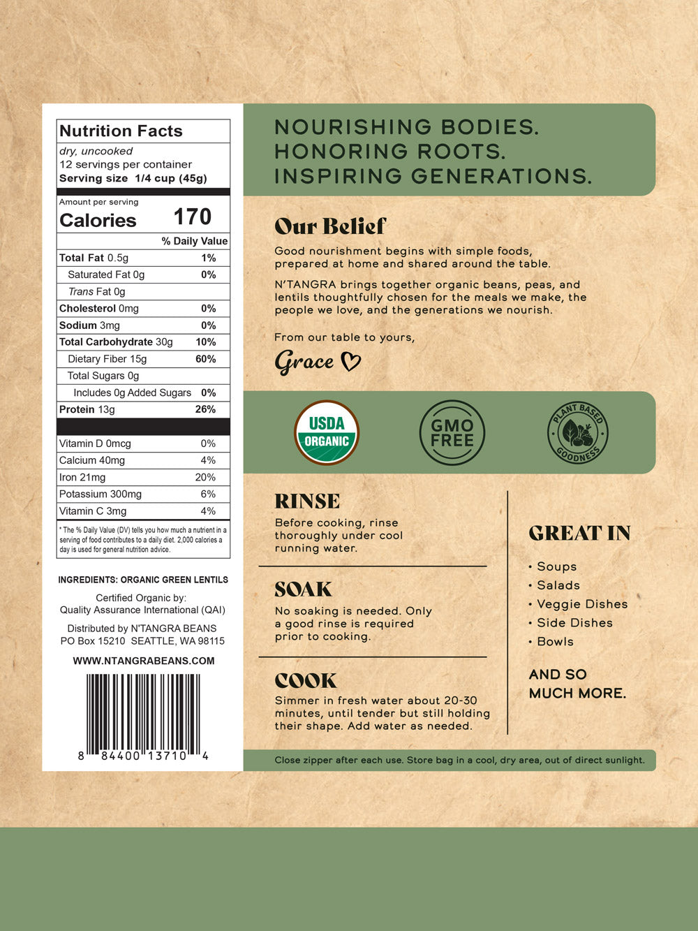 Organic Green Lentils